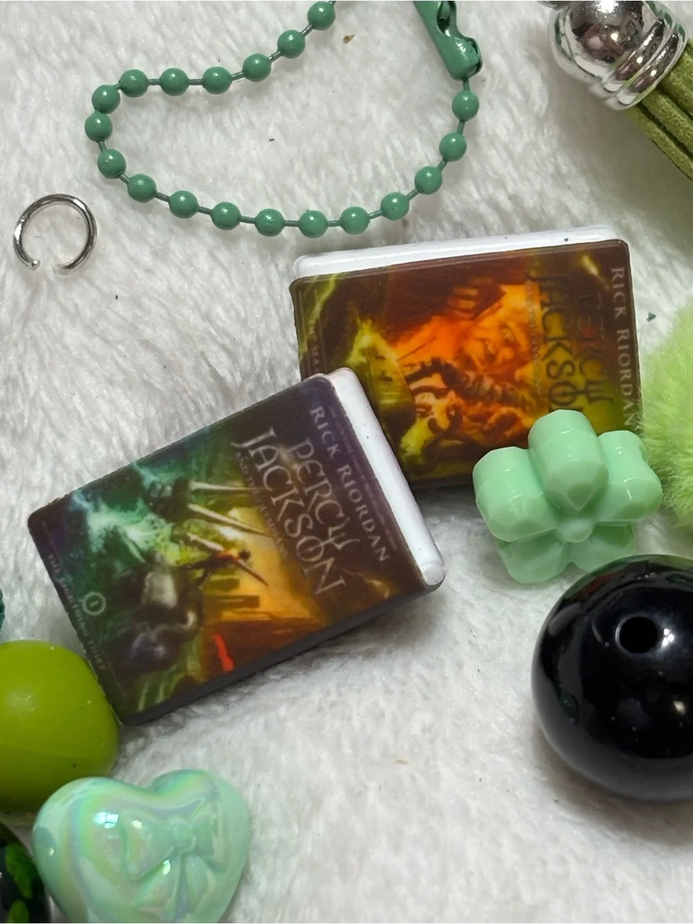 Mixed Green Beads & Charms Keychain Making Kit